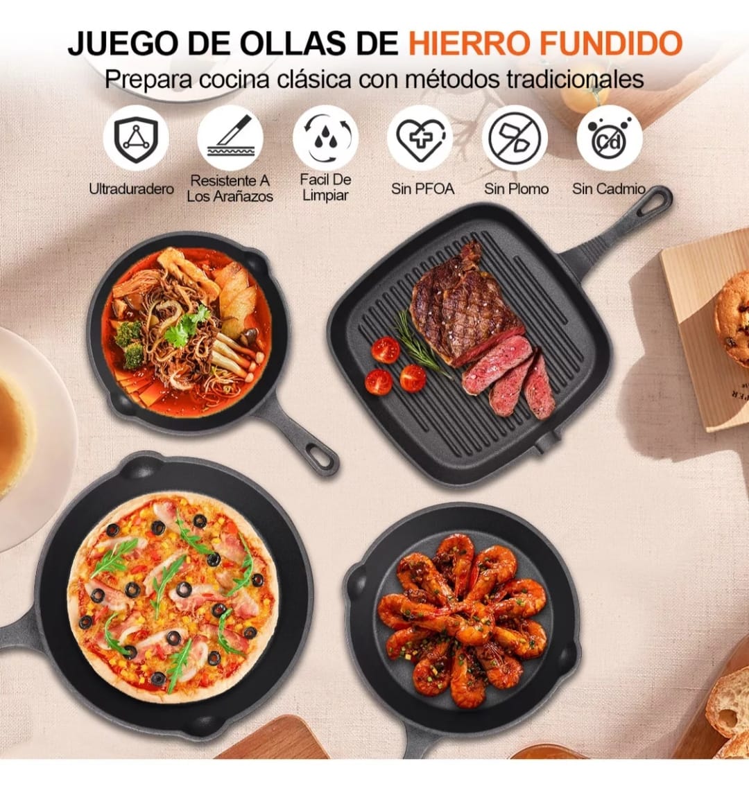 Set de sartenes de hierro fundido
