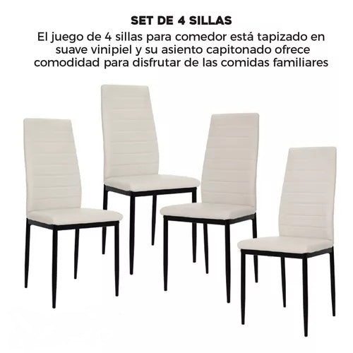 JUEGO DE 4 SILLAS ACOLCHONADAS VINIPIEL