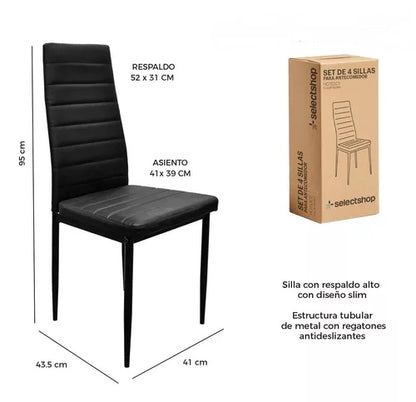 JUEGO DE 4 SILLAS ACOLCHONADAS VINIPIEL