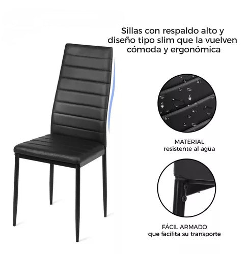 JUEGO DE 4 SILLAS ACOLCHONADAS VINIPIEL