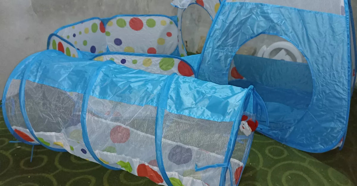 Tiendas Infantiles 3 En 1 Con Túnel, Piscina De Bolas Y Casa