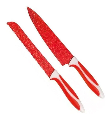 Juego De Sartenes Flavor Stone Master Set Red Con Cuchillos