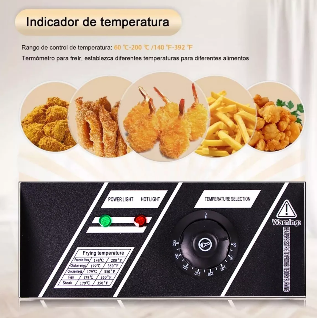Freidora electrica industrial de acero inoxidable 6L