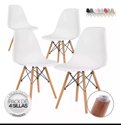 Pack de 4 sillas Eames minimalistas variedad de colores