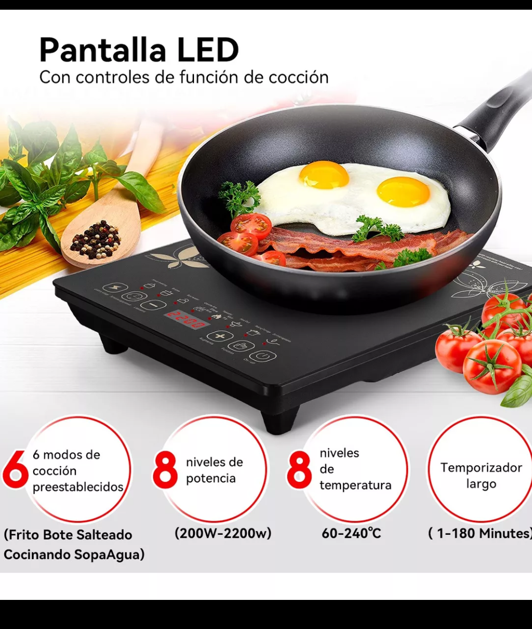 Parrilla inducción 2200 w individual