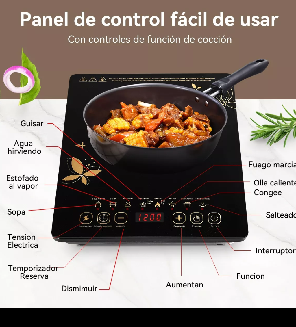 Parrilla inducción 2200 w individual