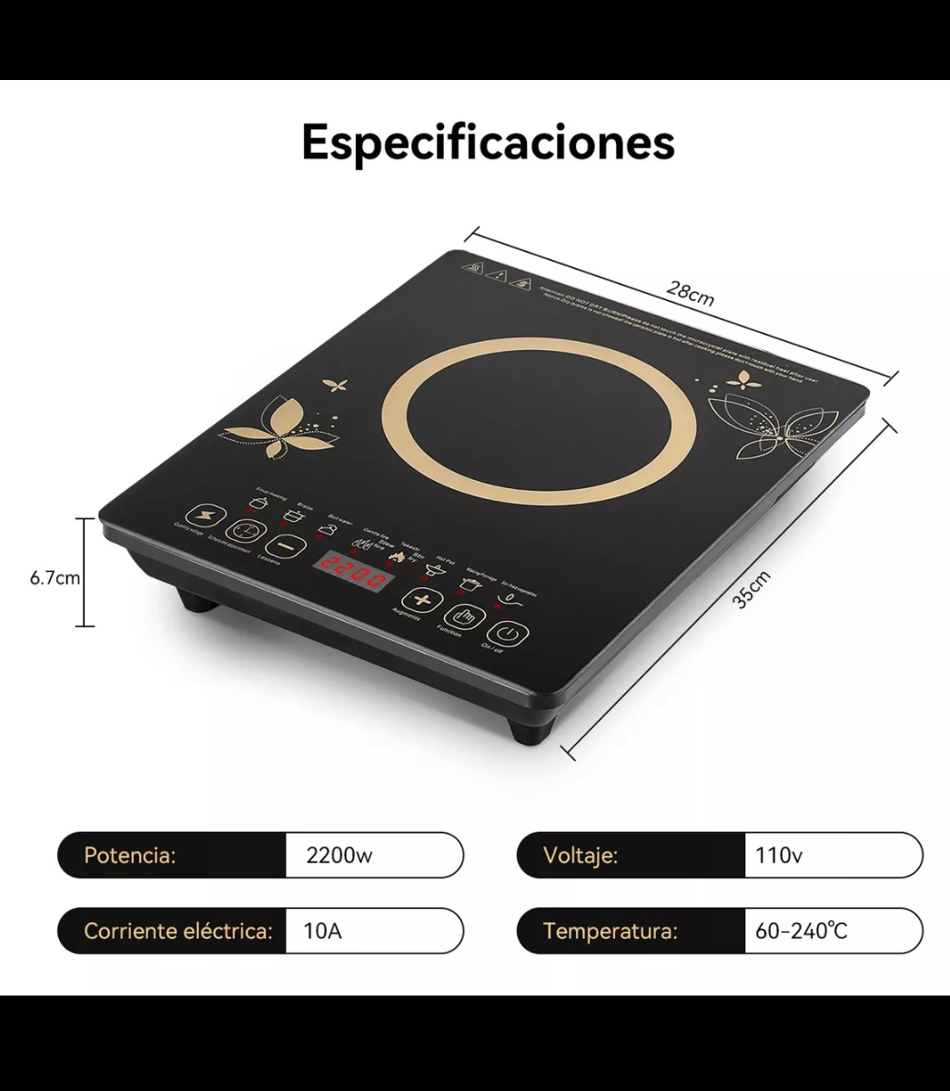 Parrilla inducción 2200 w individual