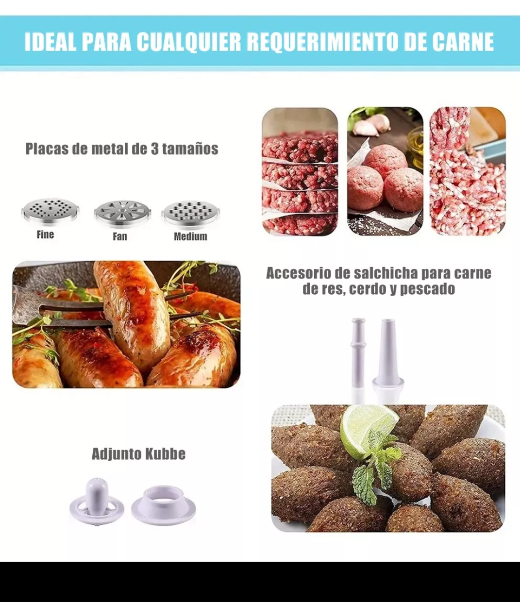 Molino de carne acero inoxidable 2800 w