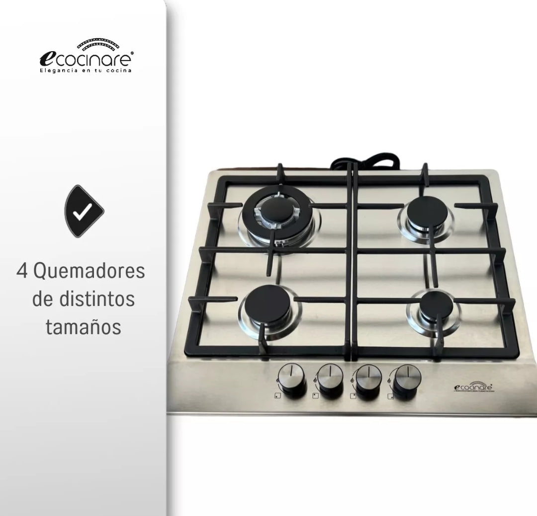 PARRILLA ECOCINARE ACERO INOXIDABLE 4 QUEMADORES