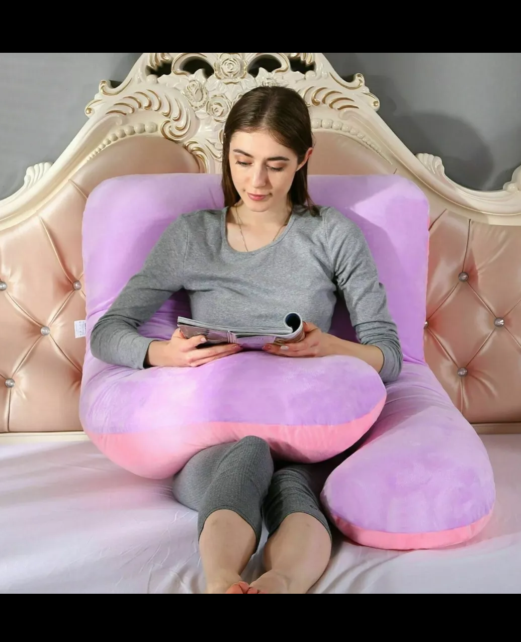 Almohada para embarazo y lactancia jumbo + regalo microgel