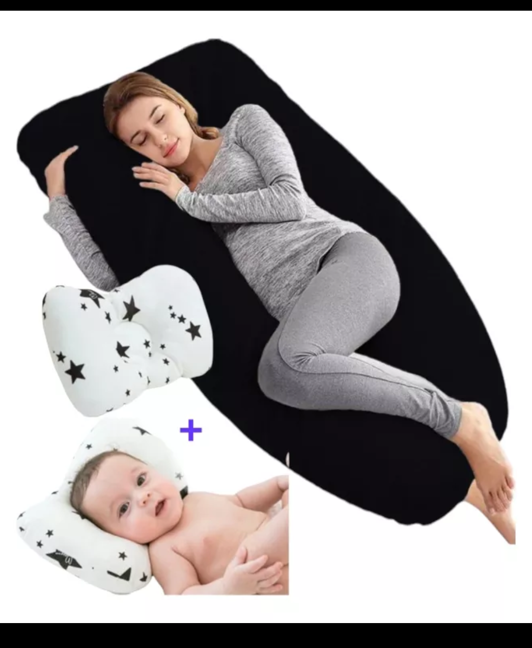 Almohada para embarazo y lactancia jumbo + regalo microgel