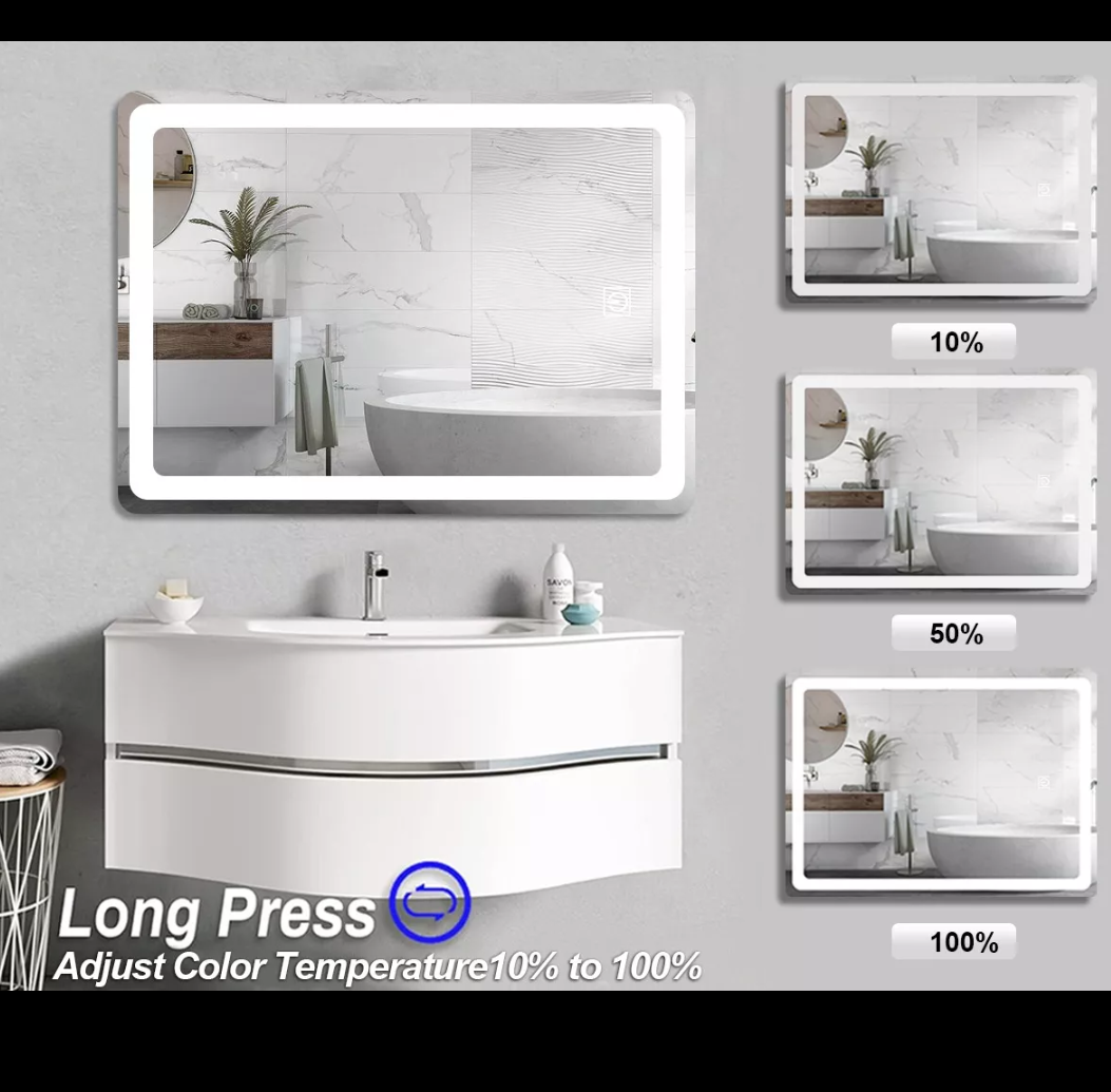 Espejo rectangular touch led 60x40cm baño