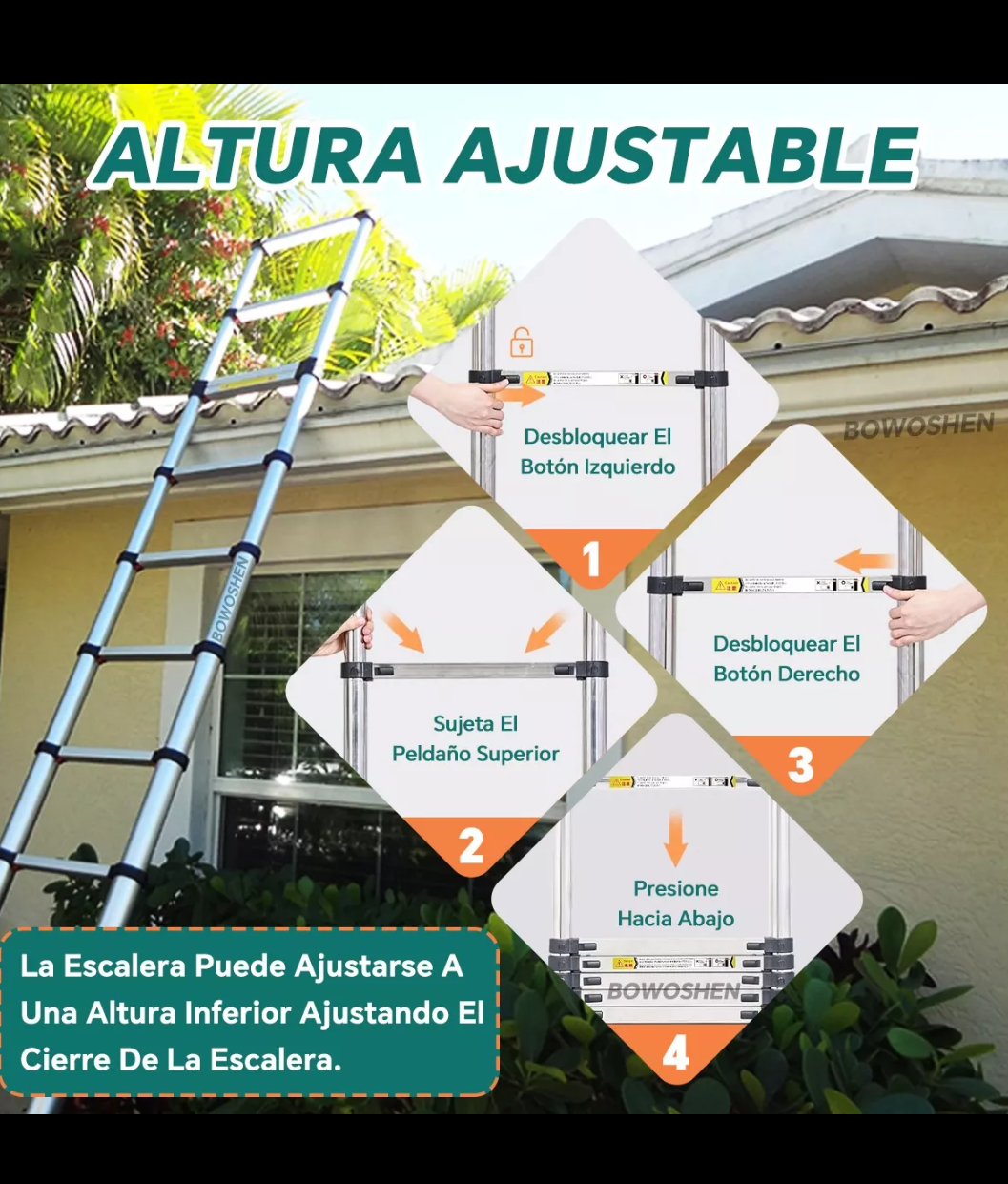 Escalera telescopica 5m de aluminio