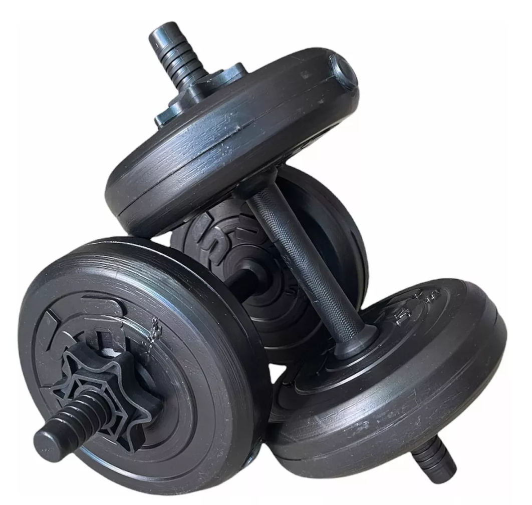 Kit de 60 lbs ; barra recta, barra z y par de mancuernas