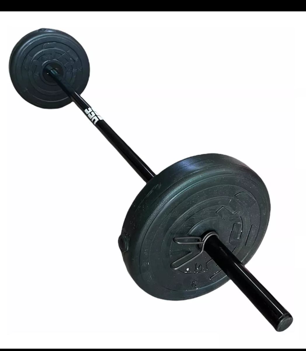 Kit de 60 lbs ; barra recta, barra z y par de mancuernas