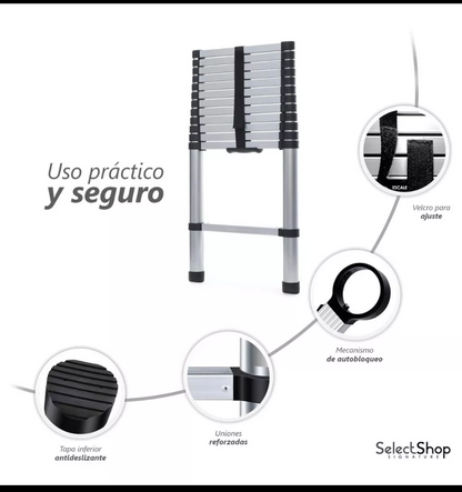 Escalera telescopica 13 peldaños 3.8 m