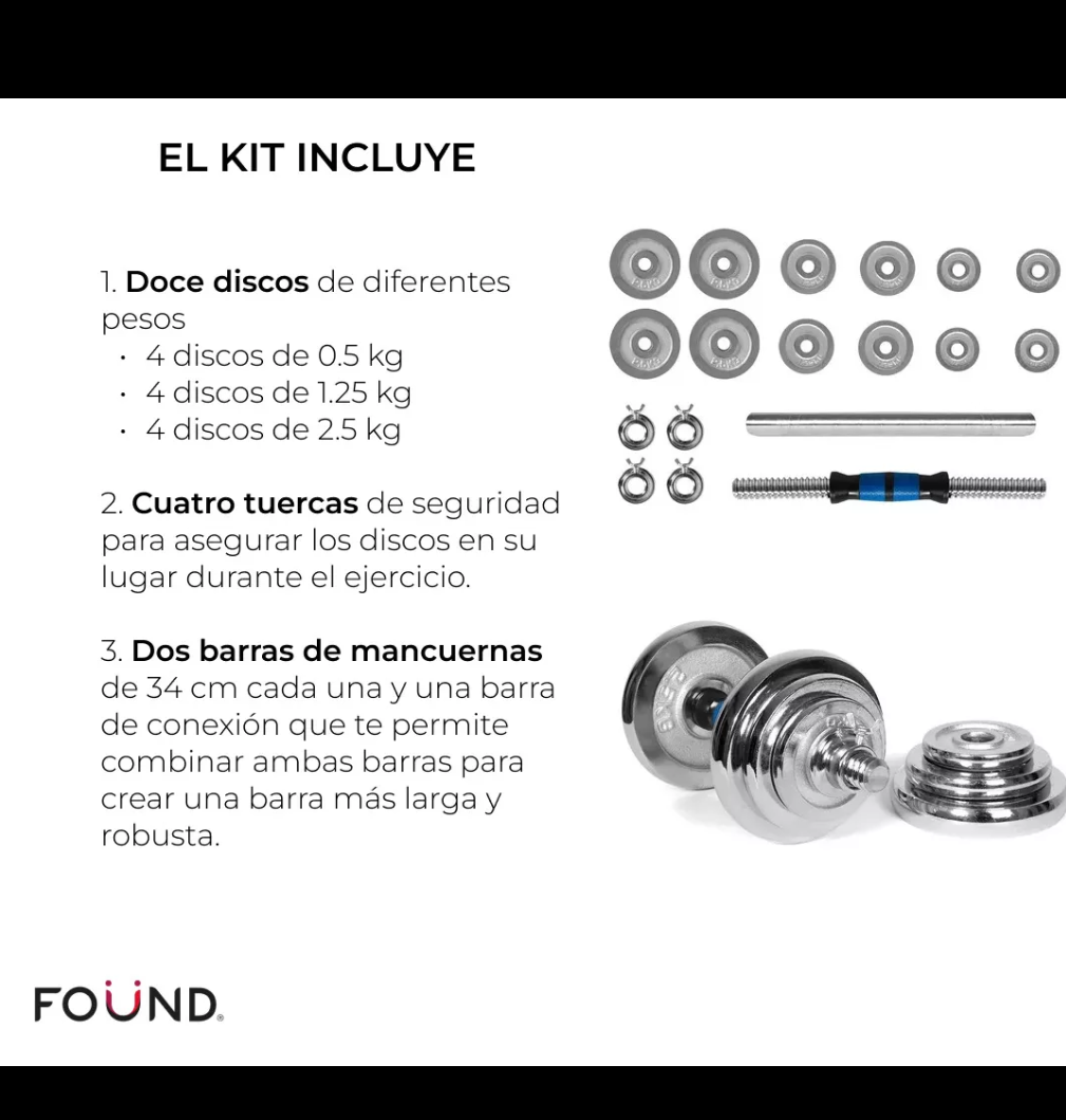 Kit de mancuernas ajustables a barra recta 20 kg