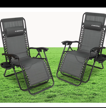 Set de 2 camastros sillas gravedad Zero reclinables