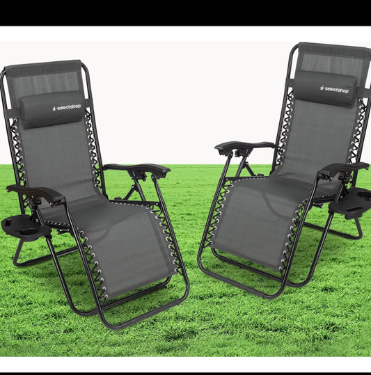 Set de 2 camastros sillas gravedad Zero reclinables