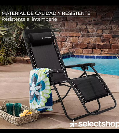 Set de 2 camastros sillas gravedad Zero reclinables