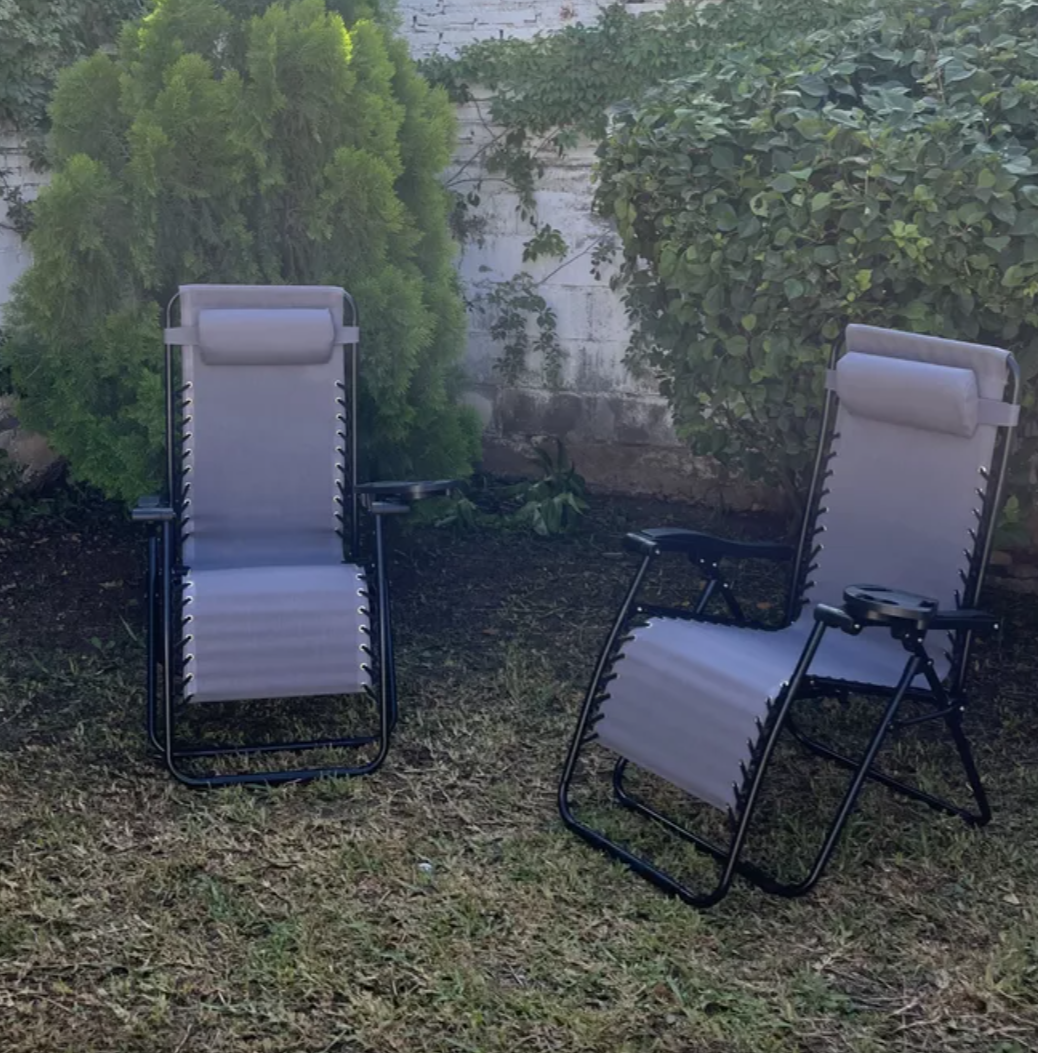 Set de 2 camastros sillas gravedad Zero reclinables