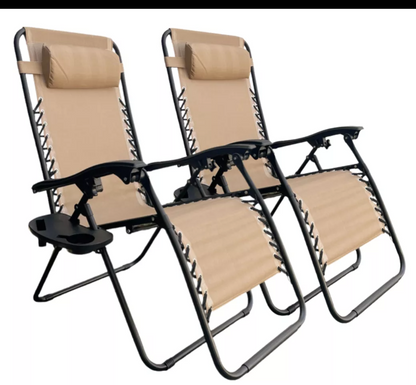 Set de 2 camastros sillas gravedad Zero reclinables
