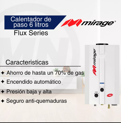 Boiler De Paso Mirage Flux 6 Litros Por Minuto
