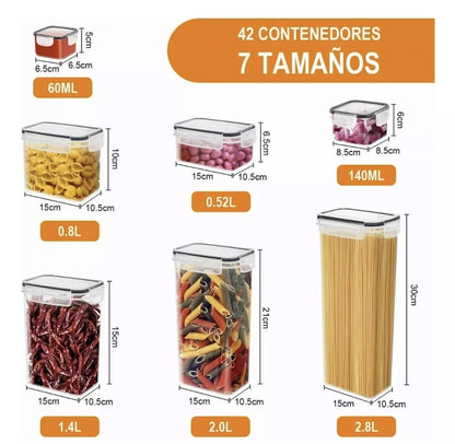 42 recipientes herméticos