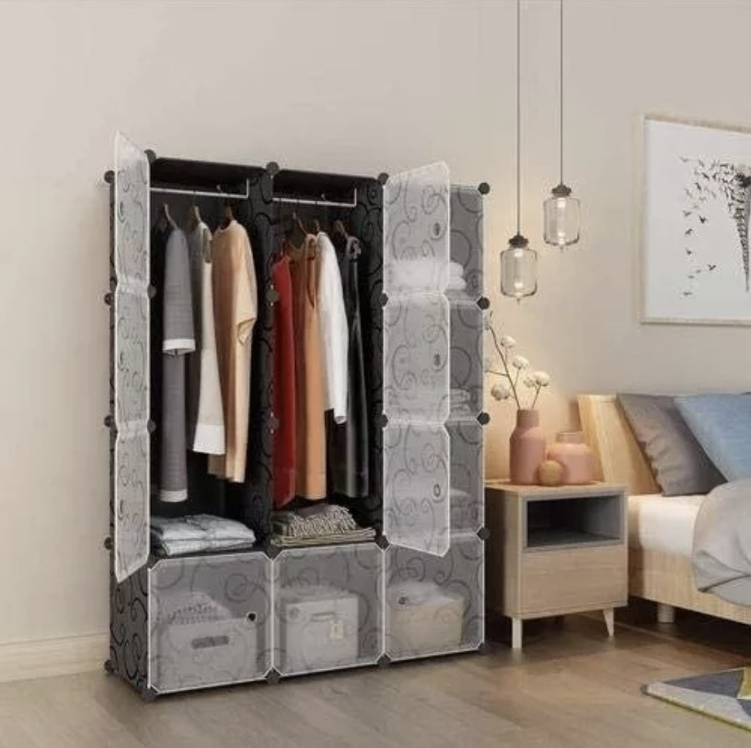 Closet Organizador armable de 6  cubos y 2 secciones de colgado