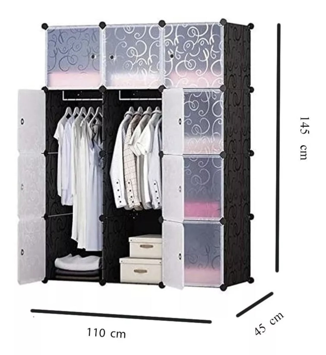 Closet Organizador armable de 6  cubos y 2 secciones de colgado