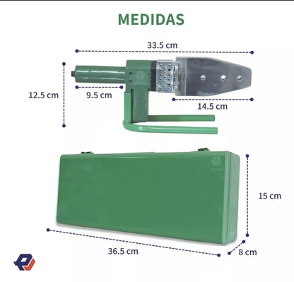 Kit de termofusor con 6 dados , tijeras y estuche metálico