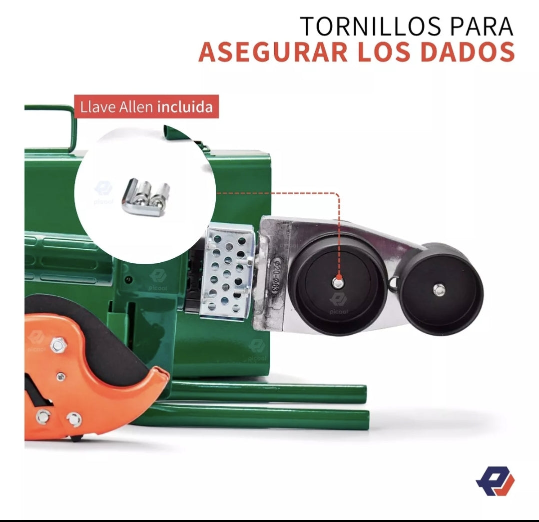 Kit de termofusor con 6 dados , tijeras y estuche metálico