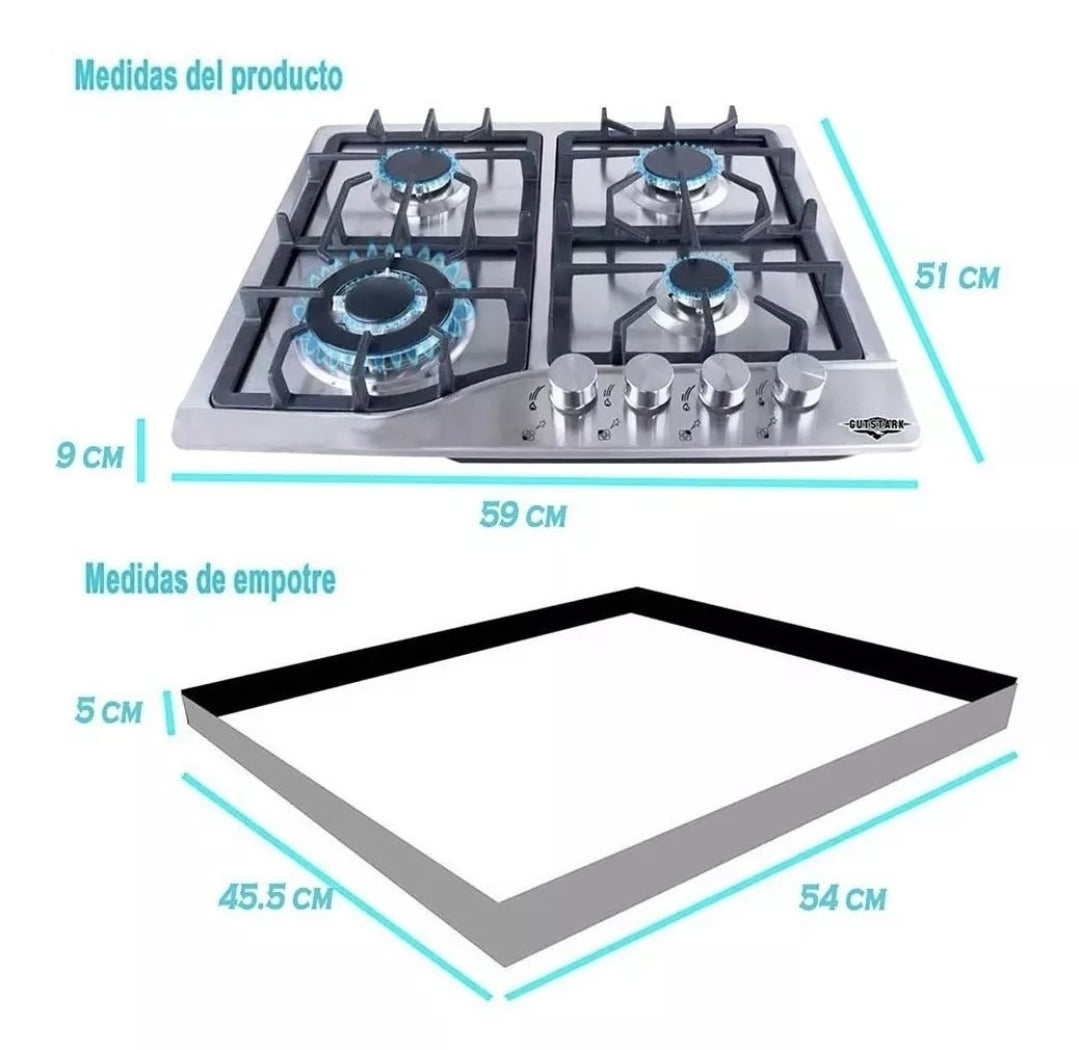 Parrilla empotrable 4 quemadores GUTSTARK