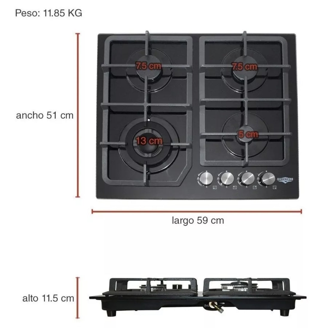 Parrilla empotrable 4 quemadores GUTSTARK