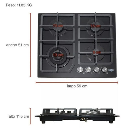 Parrilla empotrable 4 quemadores GUTSTARK