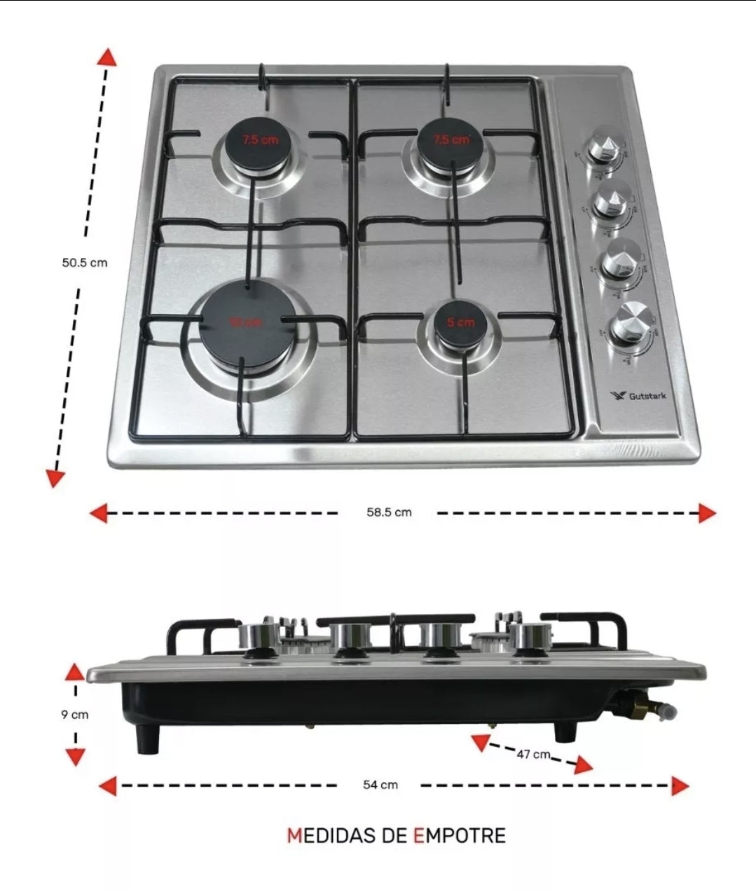 Parrilla empotrable 4 quemadores GUTSTARK
