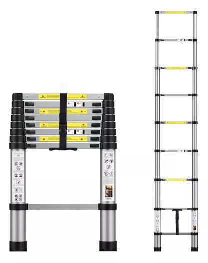 Escalera telescópica 2.6m de aluminio 9 escalones