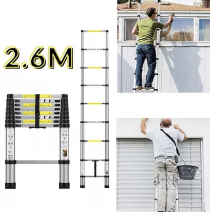 Escalera telescópica 2.6m de aluminio 9 escalones