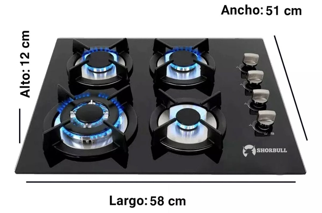 Parrilla Shorbull VIDRIO 4Q negra 120V Gas