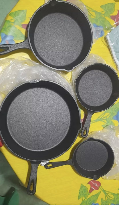 4 piezas sartenes de hierro fundido