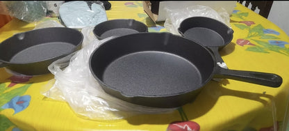 4 piezas sartenes de hierro fundido