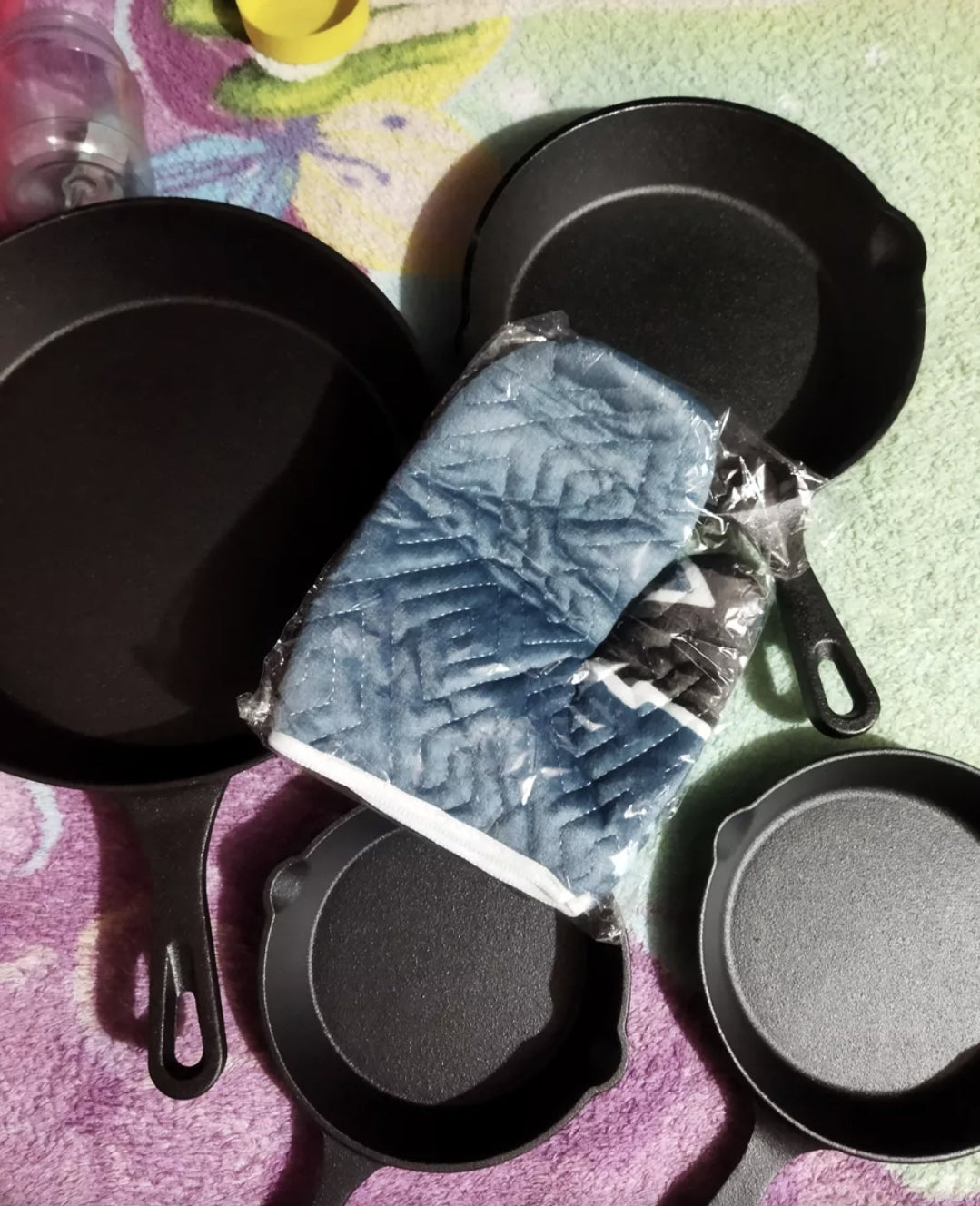 4 piezas sartenes de hierro fundido