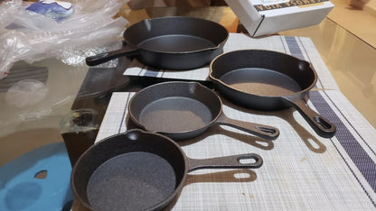 4 piezas sartenes de hierro fundido