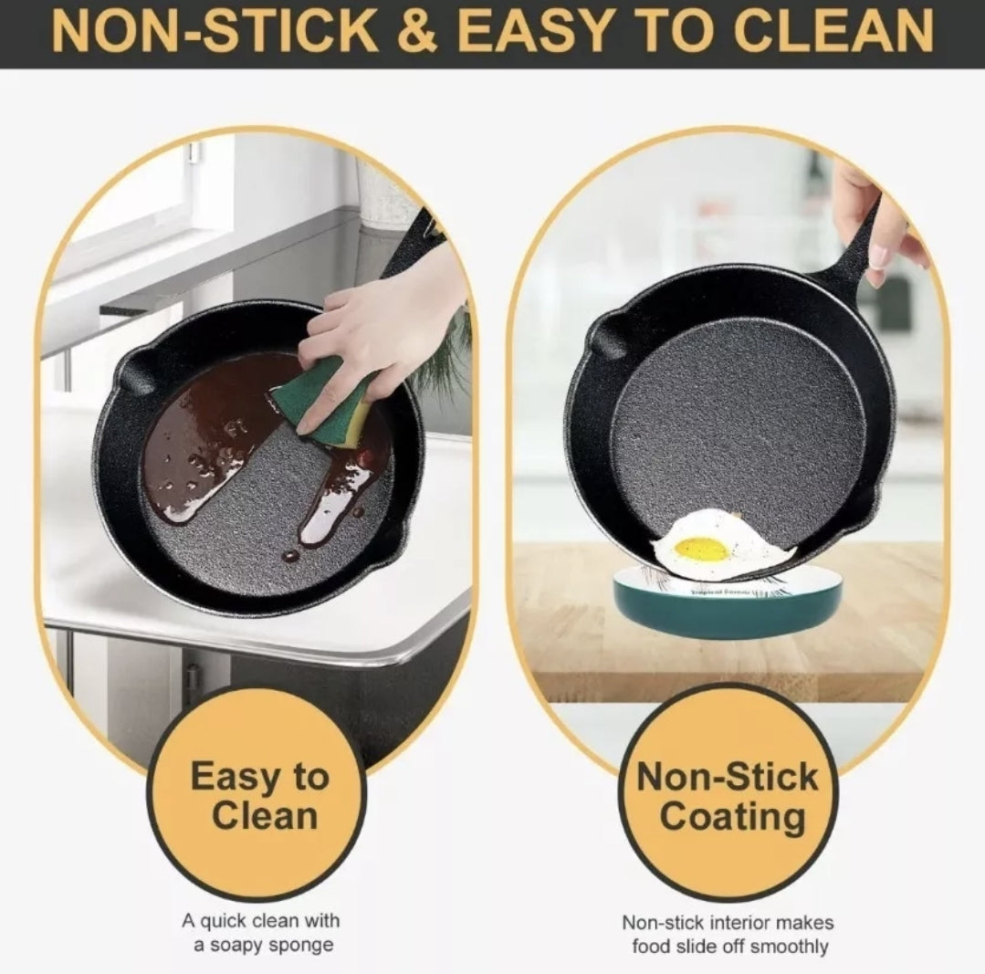 4 piezas sartenes de hierro fundido