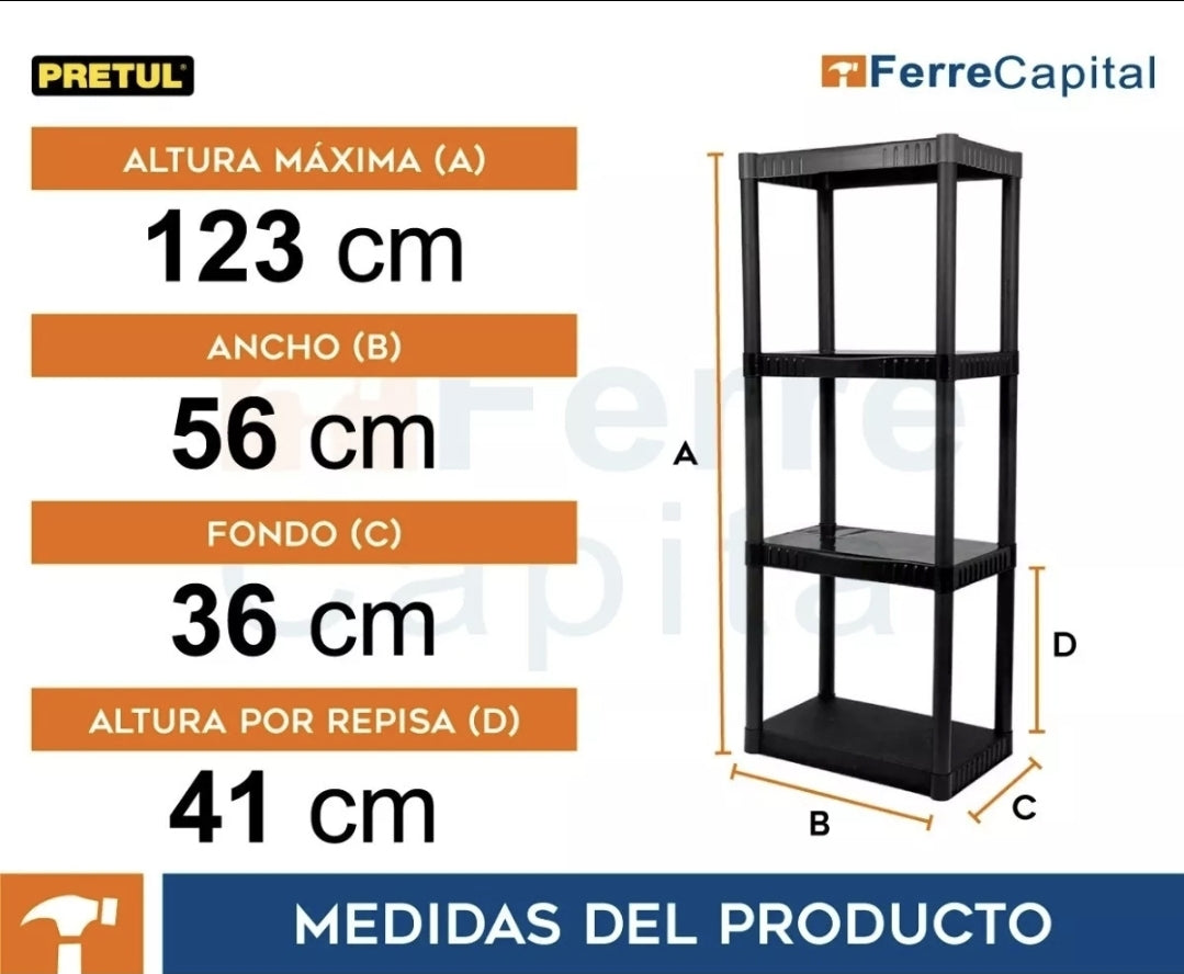 Estante Plástico de 4 repisas