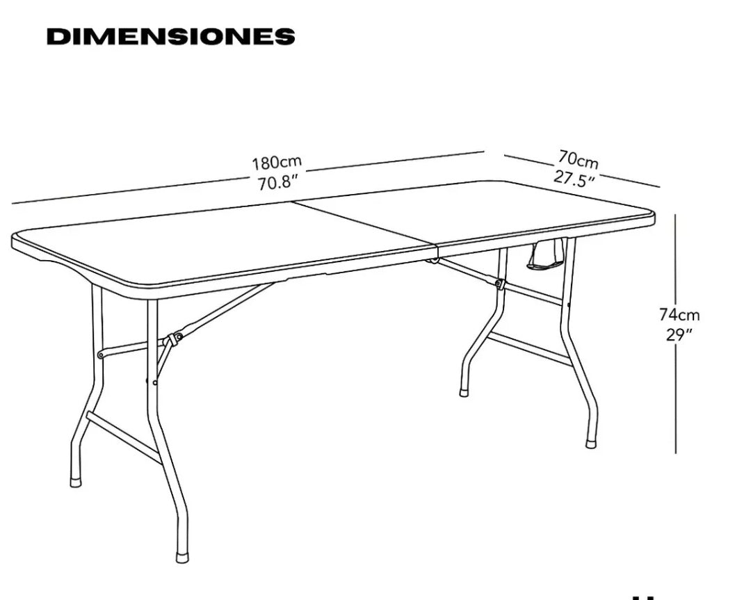 Mesa Plegable Portafolio 180cm  Resistente
