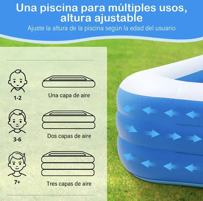 Alberca inflable rectangular 210x135x65cm