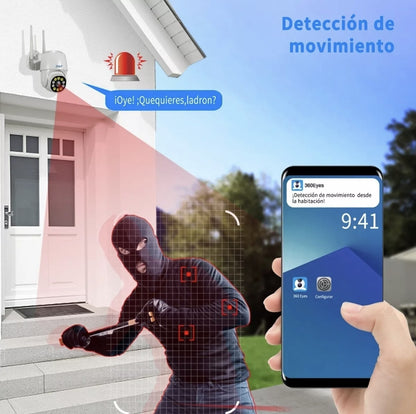 Cámara de seguridad para exteriores WiFi HD 1080p con alarma