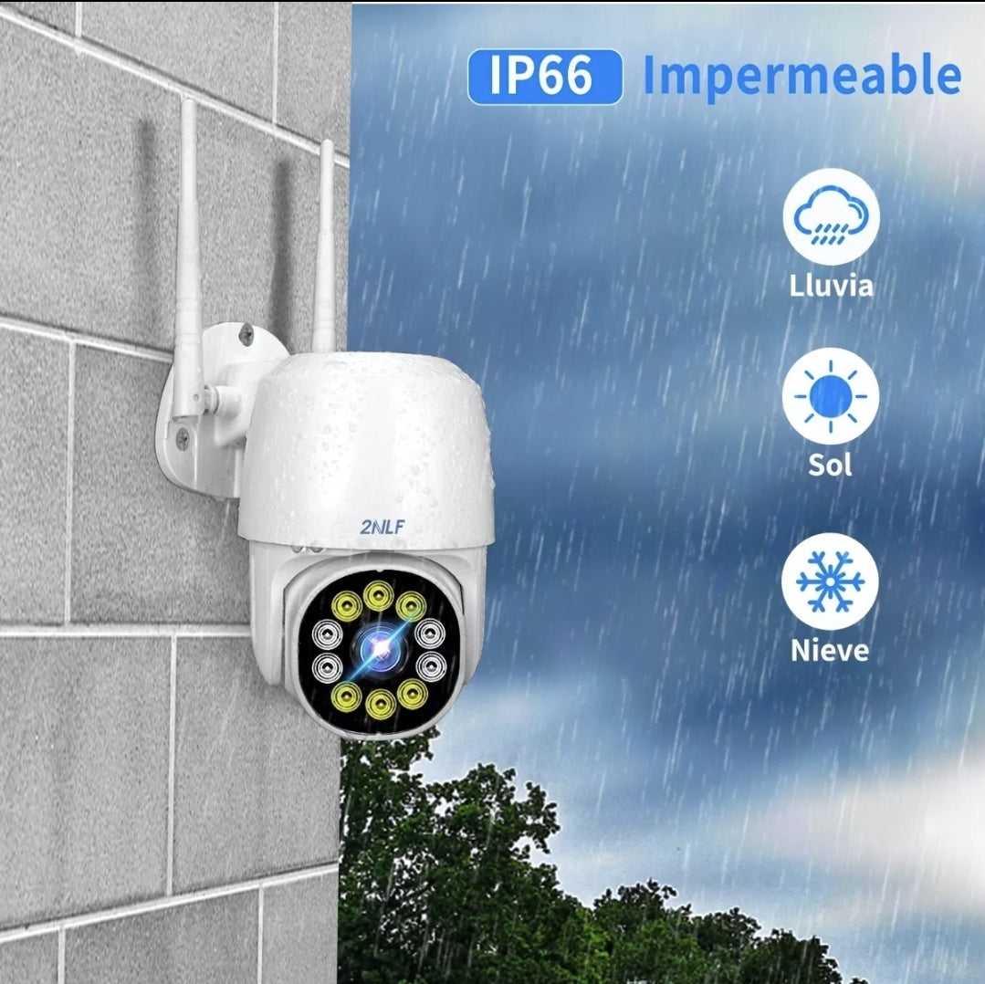 Cámara de seguridad para exteriores WiFi HD 1080p con alarma