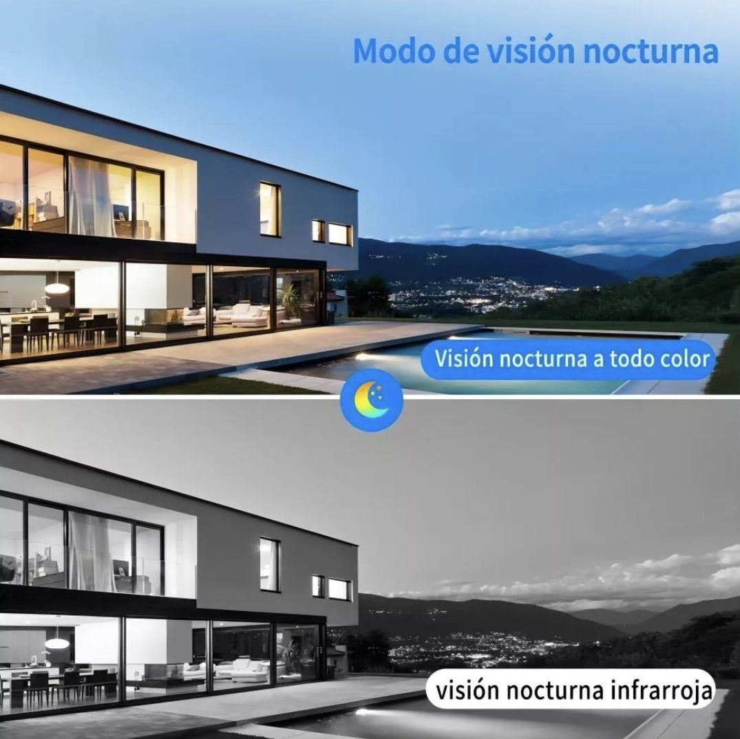 Cámara de seguridad para exteriores WiFi HD 1080p con alarma